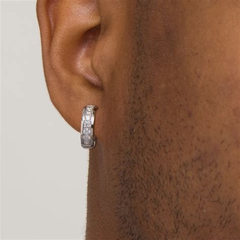 mens diamond earrings prouds|hoop earrings with diamonds.